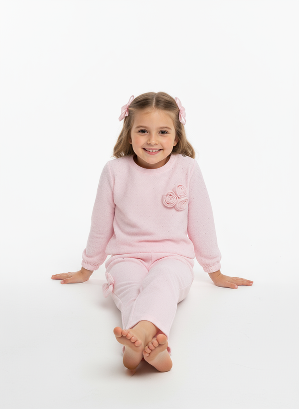 Baby Girl Floral Printed Sweatshirt Sweatpants 2 Piece Set